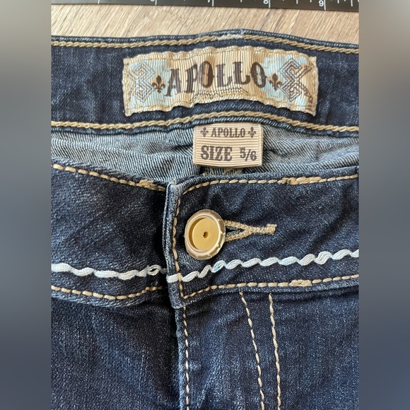 Apollo Jeans Size 5/6 Dark Wash Womens Bootcut Embellished Jeans - Picture 8 of 10